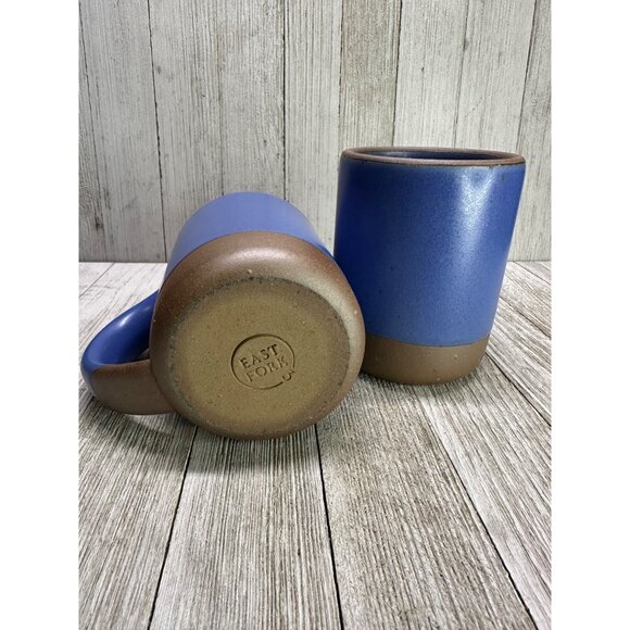 Vtg Style East Fork Pottery Mug Lapis Blue Retired Color 4.25" Tall Set of 2 - Picture 2 of 8